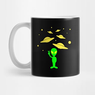 peace bro funny alien with UFO Mug